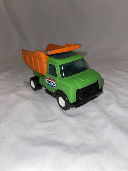 Vtg Tootsie Toy Die Cast Dump Truck Green Orange Original Paint 6"