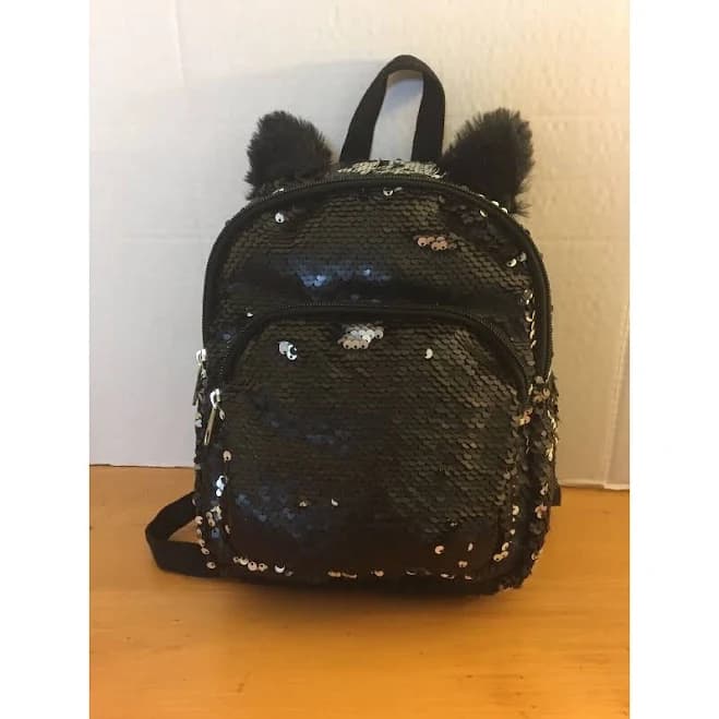 Cat &Amp; Jack Accessories | Cat & Jack Girls Black Cat Flip Sequin Mini Backpack | Color: Black | Size: Osg | Pm-54740180's Closet