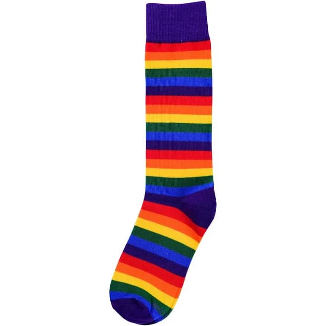 No Cold Feet Men's Rainbow Striped Novelty Dress Socks