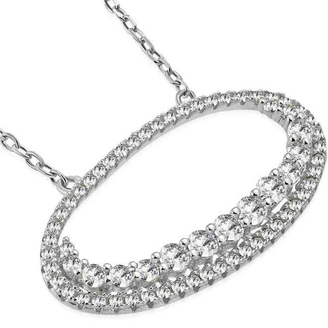 My Daily Styles Women's 925 Sterling Silver White Clear CZ Oval Pendant Necklace