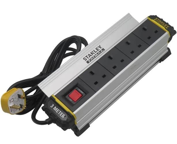 Stanley 13A 4-Gang Switched Power Strip with Clamp