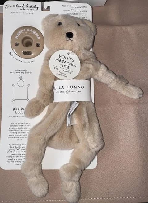 Bella Buddy Lovey Bear Plush Pacifier Holder