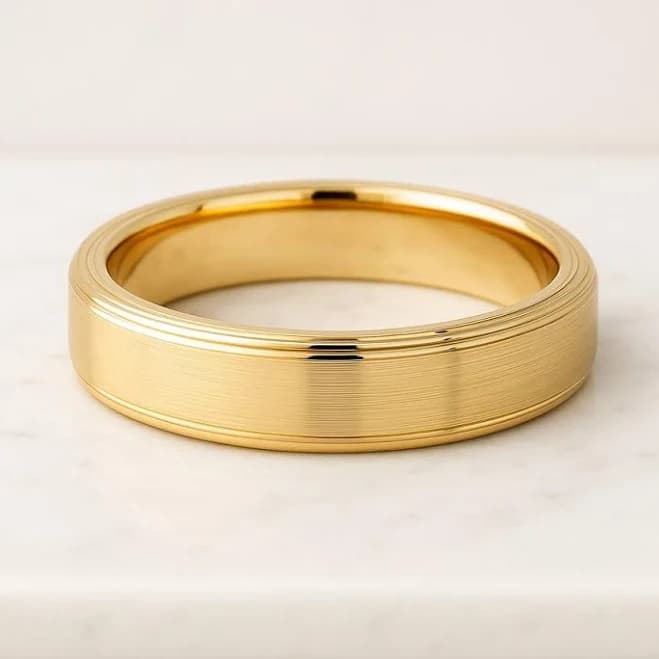 Matte Finished Plain Gold Band For Father