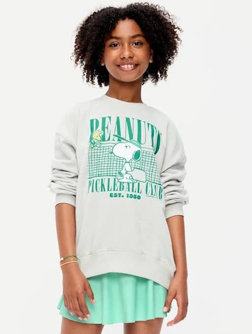 Old Navy Kids Peanuts Snoopy Oversized Graphic Tunic Sweatshirt