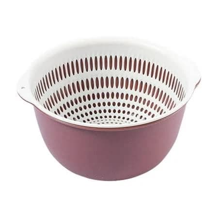 Purple Medium Double Layer Vegetable Washing Drainage Basket Colander Bowl