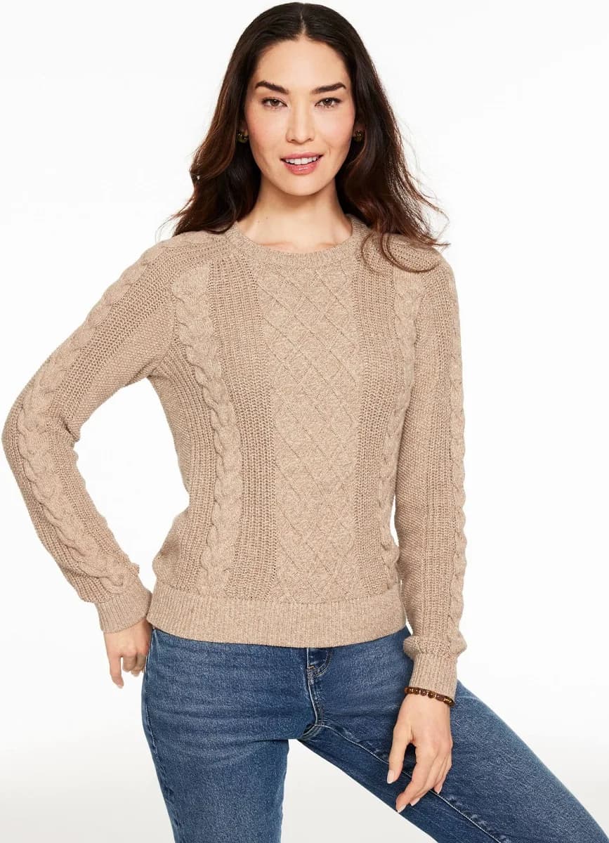 Women's Talbots Cable Knit Crewneck Sweater