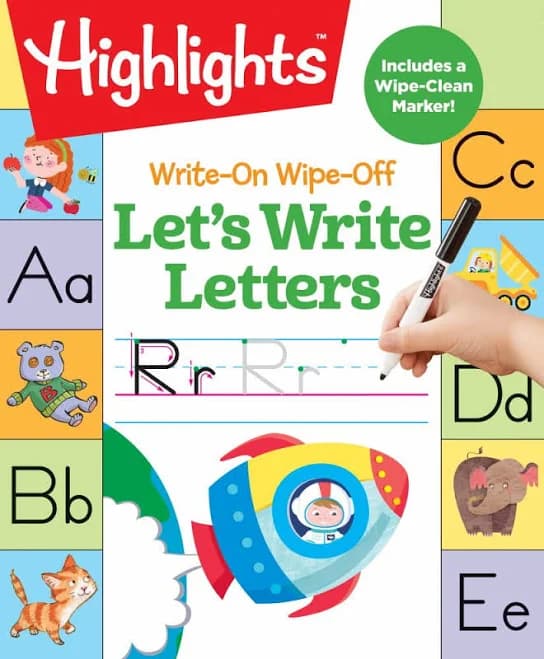 Write-On Wipe-Off Let's Write Letters: Handwriting Practice for Kids Learning to Write, Dry-Erase Lettering Workbook for Ages 3-6