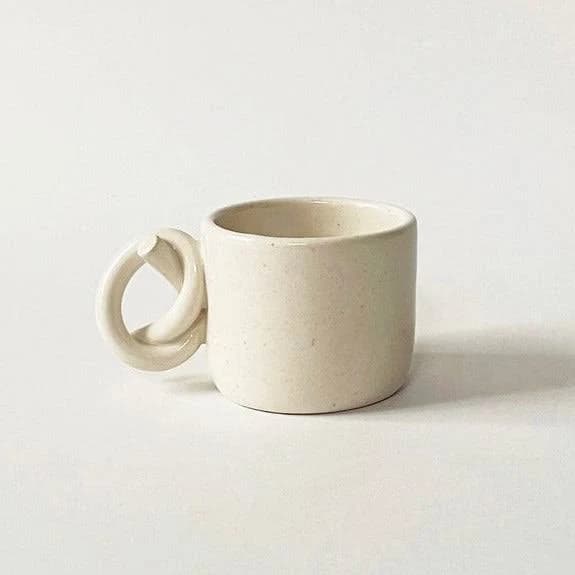 Handmade Ceramic Knot Handle Espresso Cup White