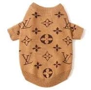Louis Vuitton Monogram Dog Sweater​ - Luxury Knit Pet Apparel with Iconic Pattern, Ribbed Cuffs & Thermal Comfort