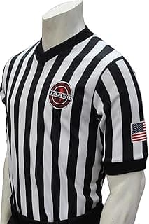 Smitty | I200-WFSL | IAABO Basketball Referee Shirt White Flag on Sleeve USA | School Approved Official Uniform | Black White
