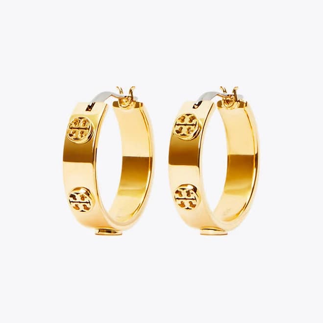 Tory Burch Miller Logo Huggie Hoop Earrings