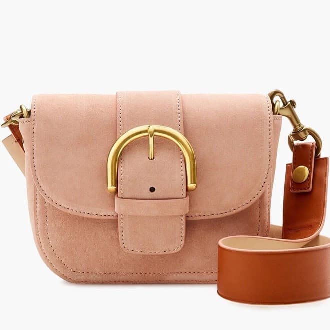 J.Crew Buckle Crossbody Suede Bag - Green