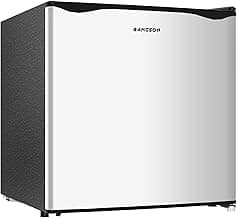 BANGSON 1.6 Cu.Ft Mini Fridge with Freezer, Energy Saving Low Noise Compact Refrigerator for Snacks Drinks Food Storage,Ideal for Office,Dorm,Bedroom,Apartment,Silver