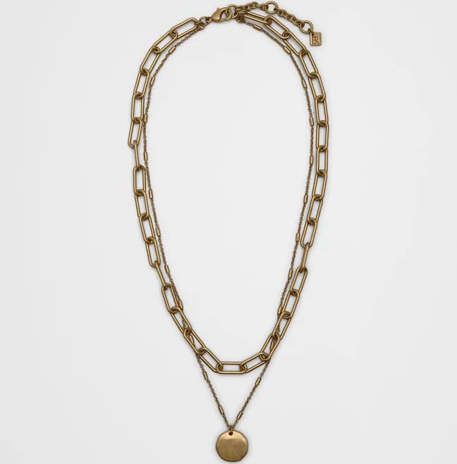 Disc Paperclip Layered Necklace