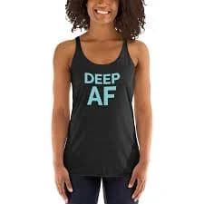 Deep AF Teal - Women's Racerback Tank Black — Denver Deep