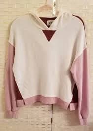 Madewell MWL Womens Airyterry Hoodie Sweatshirt Colorblock Pink White Size Small