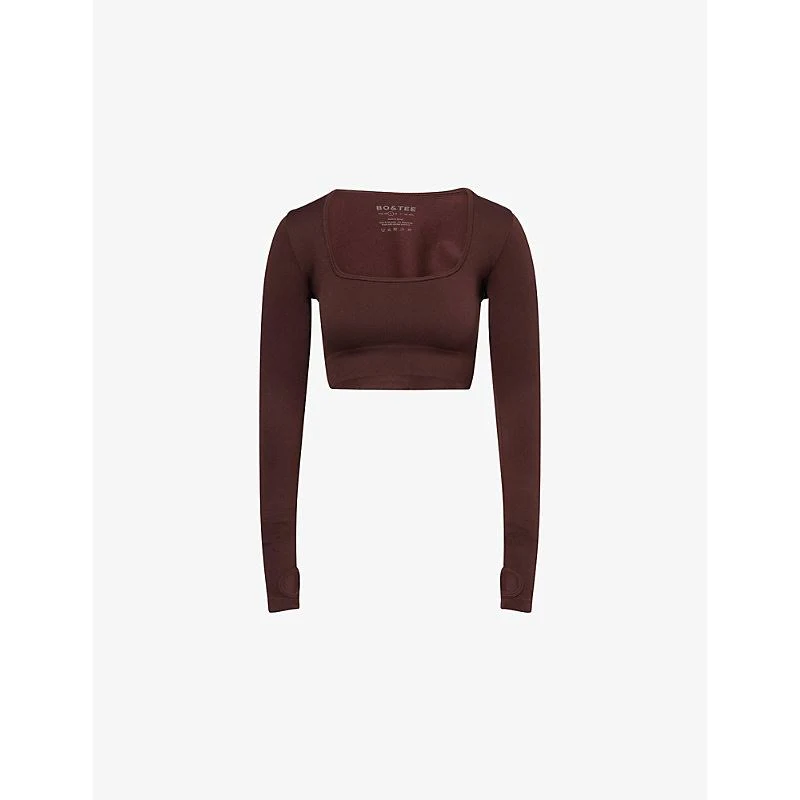 Bo+ Tee Women's Square-Neck Stretch-Woven Crop Top