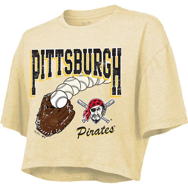Pittsburgh Pirates Womens Yellow Boxy Short Sleeve TShirt