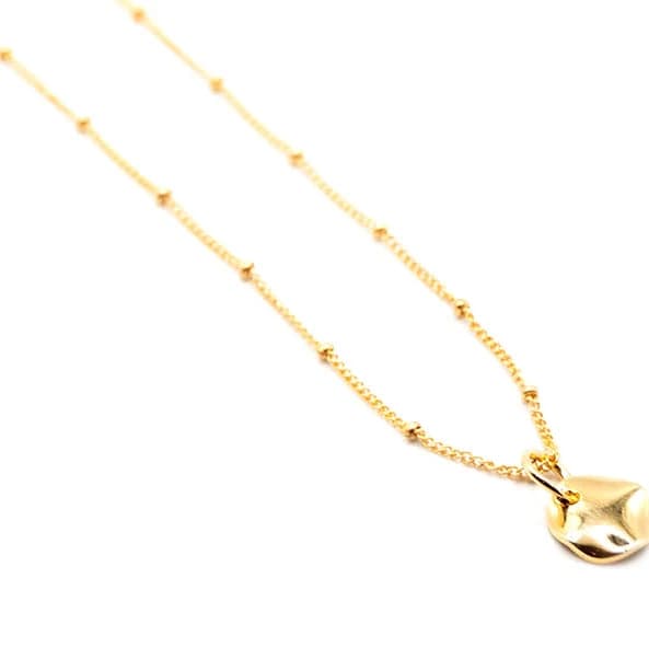 Hammered Circle Charm Gold Plated Necklace