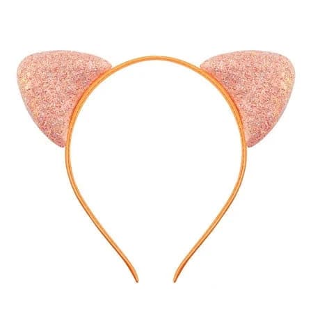 Xinwanna Girls Headband Glitter Sequins Non-slip Slim Flexible Heavy Duty Hairstyle Decoration Candy Color Cartoon Cat Ear Princess Hair Band Hair
