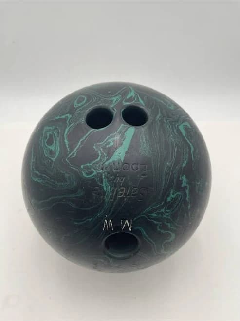 Vtg 60's Ebonite Satellite Green & Black Marbled 15.6lb Pre-drilled