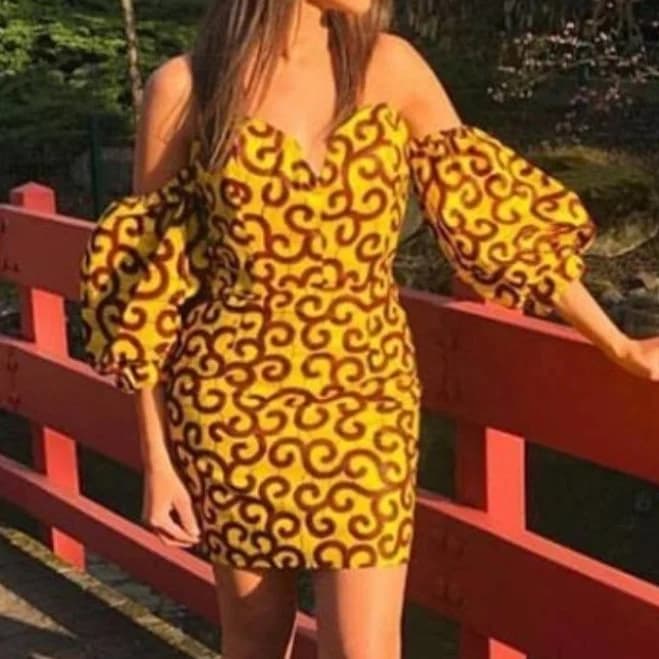 Womens Ankara Mini Dress with Detached Sleeves