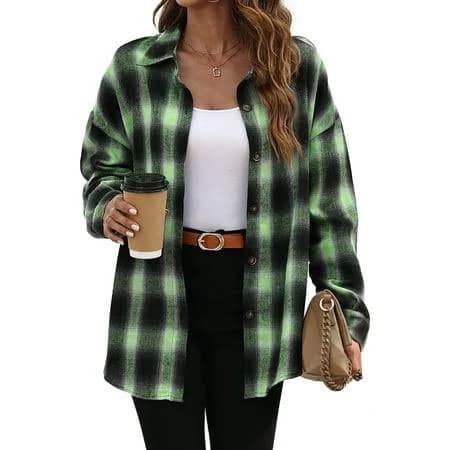 Fantaslook Women's Oversized Plaid Flannel Shirt