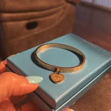 Jewelry | Goldtone Hinged Bangle Bracelet With Heart Charm | Poshmark
