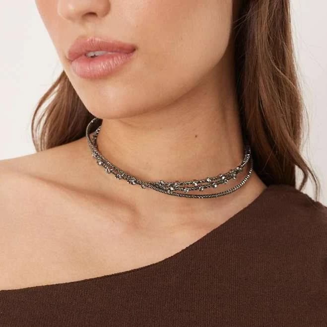 ASOS Triple Row Faux Crystal Choker Necklace