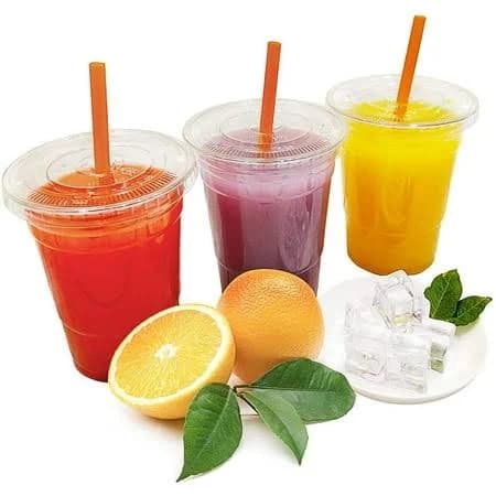 Ame D'essence Combo16 oz Disposable Clear Cups with Dome Lids and Bonus Straws