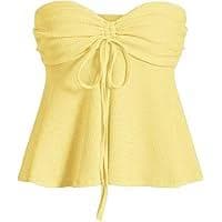 Misng Women Y2K Camisole Top Girls Eloise Butterfly-Cami Sleeveless Drawstring Tank Top Music Festival Crop Tops at Amazon Women's Clothing store