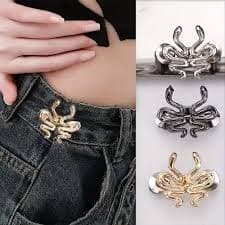 luxury waist cincher clips - no-sew, detachable metal buttons for jeans & pants, silvery/black | High-quality & Affordable | Temu Canada