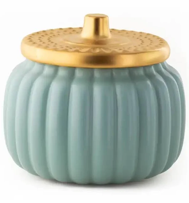 Harvest Teal Ceramic Pumpkin Jar Candle Jar