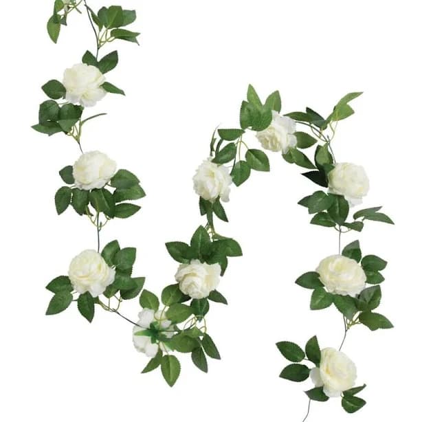 Fun Express White Peony Faux Floral Garland