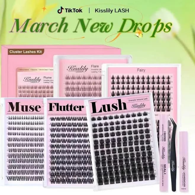 Hot Style Collection | Kisslily Fairy, Flare, Plume, Muse,Flutter,Lush | Upgrade 2.0 Lashes With Ultra Dense, Waterproof, Long-Lasting Lashes |