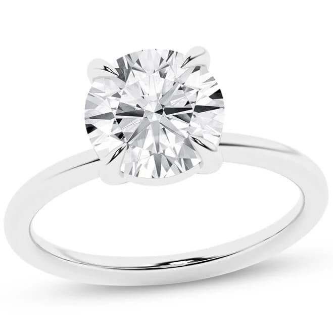 14K White Gold 3 Ct tw Round-Cut Lab-Grown Diamond Solitaire Engagement Ring