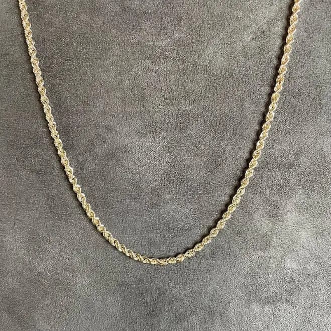 14K Solid Gold Modern Men's Chunky Rope Chain Necklace