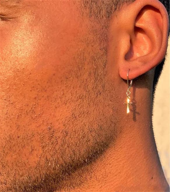 14K Gold Minimal Cross Earrings
