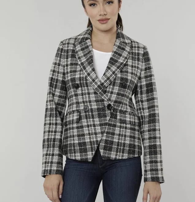 Double Breasted Plaid Blazer
