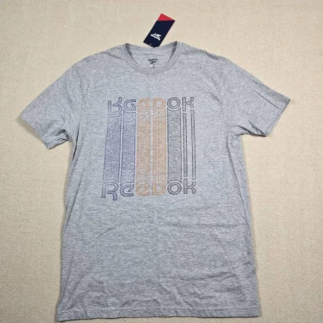 Reebok Mens Graphic T Shirt Gray Size Small Short Sleeve Mirror Logo
