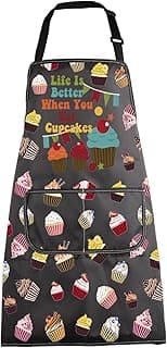 MBMSO Cupcakes Apron Life Is Better When You Eat Cupcakes Baking Gift for Dessert Lovers Cupcake Queen Gift Baking Kits Apron