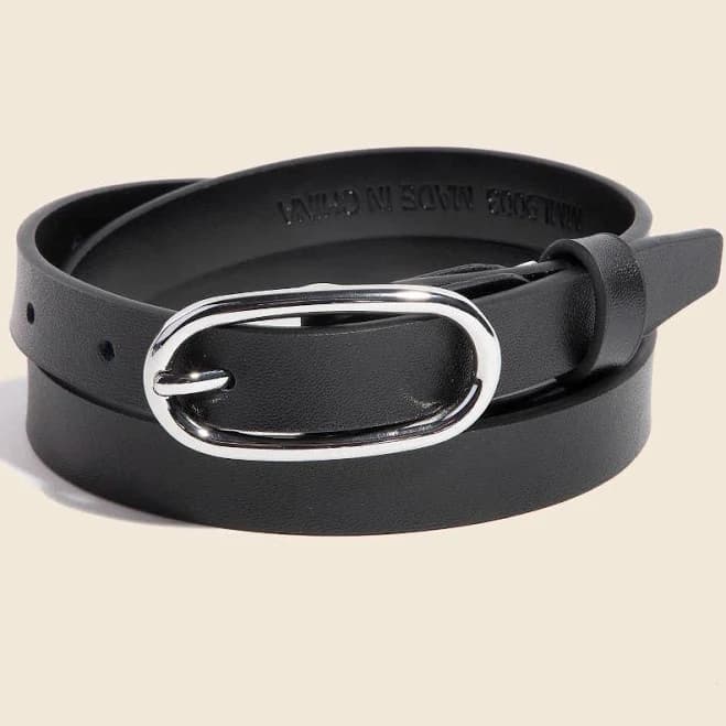 Leather Belt with Gold Buckle
