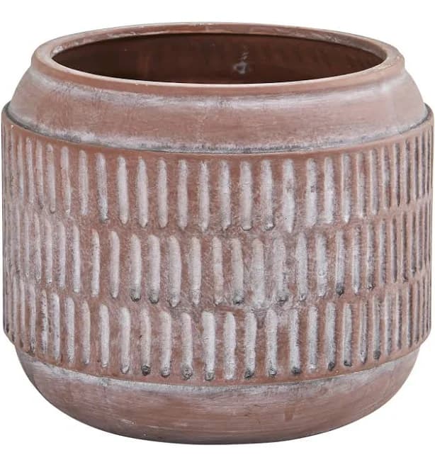 Nearly Natural 8-in Boho Chic Ceramic Embossed Planter
