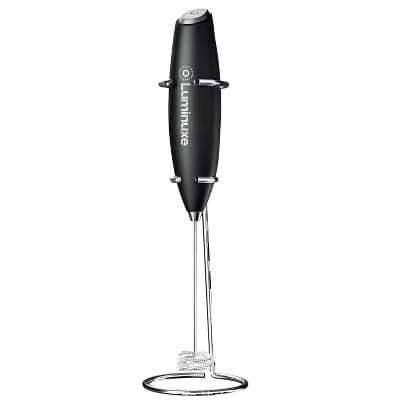 Luminuxe Stainless Steel Handheld Cordless Milk Frother with Stand