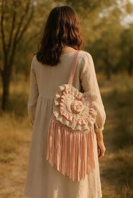 Vintage Lace Ribbon Rosette Purse