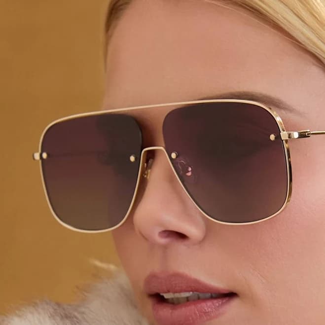 Cynthia Aviator Sunglasses with Silver Alpine Temple Tips