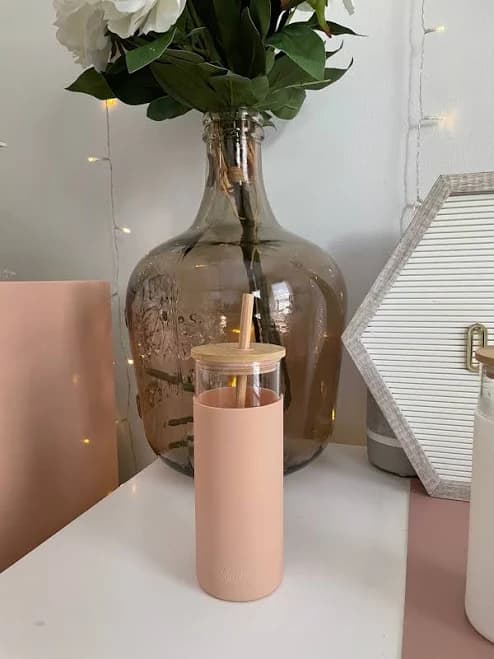 Glass Tumbler Bottle w/Silicone Sleeve