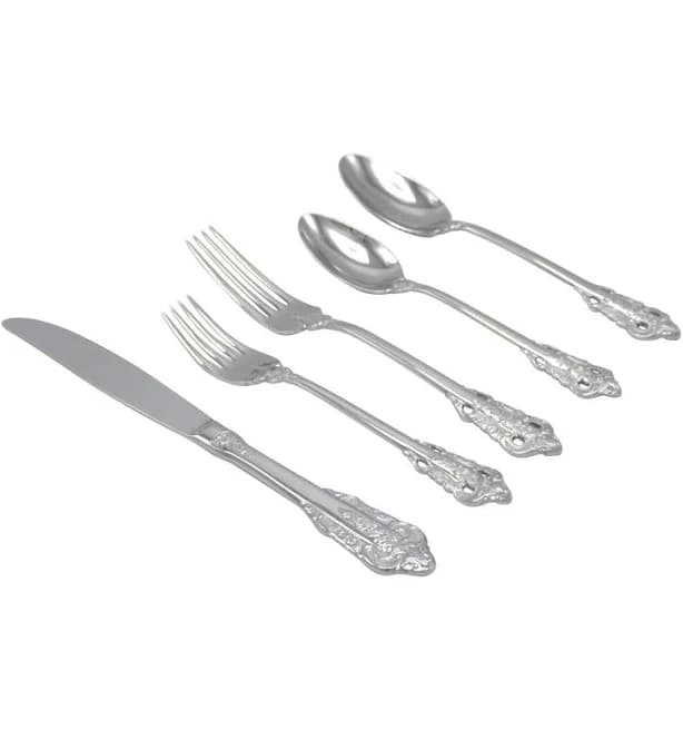 Elyon Tableware Baroque Reflective Silver 20 Piece Flatware Set