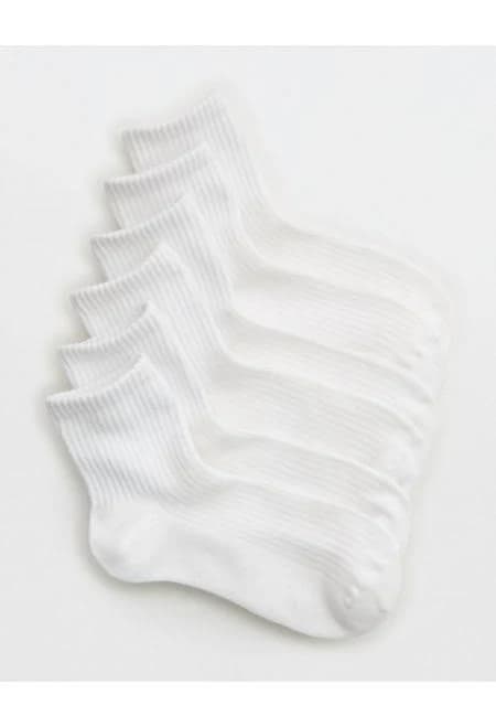 Aerie Women's Basic Cotton Ribbed Quarter Socks (3-Pack)