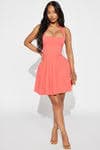 Sandra Poplin Mini Dress - Coral | Fashion Nova